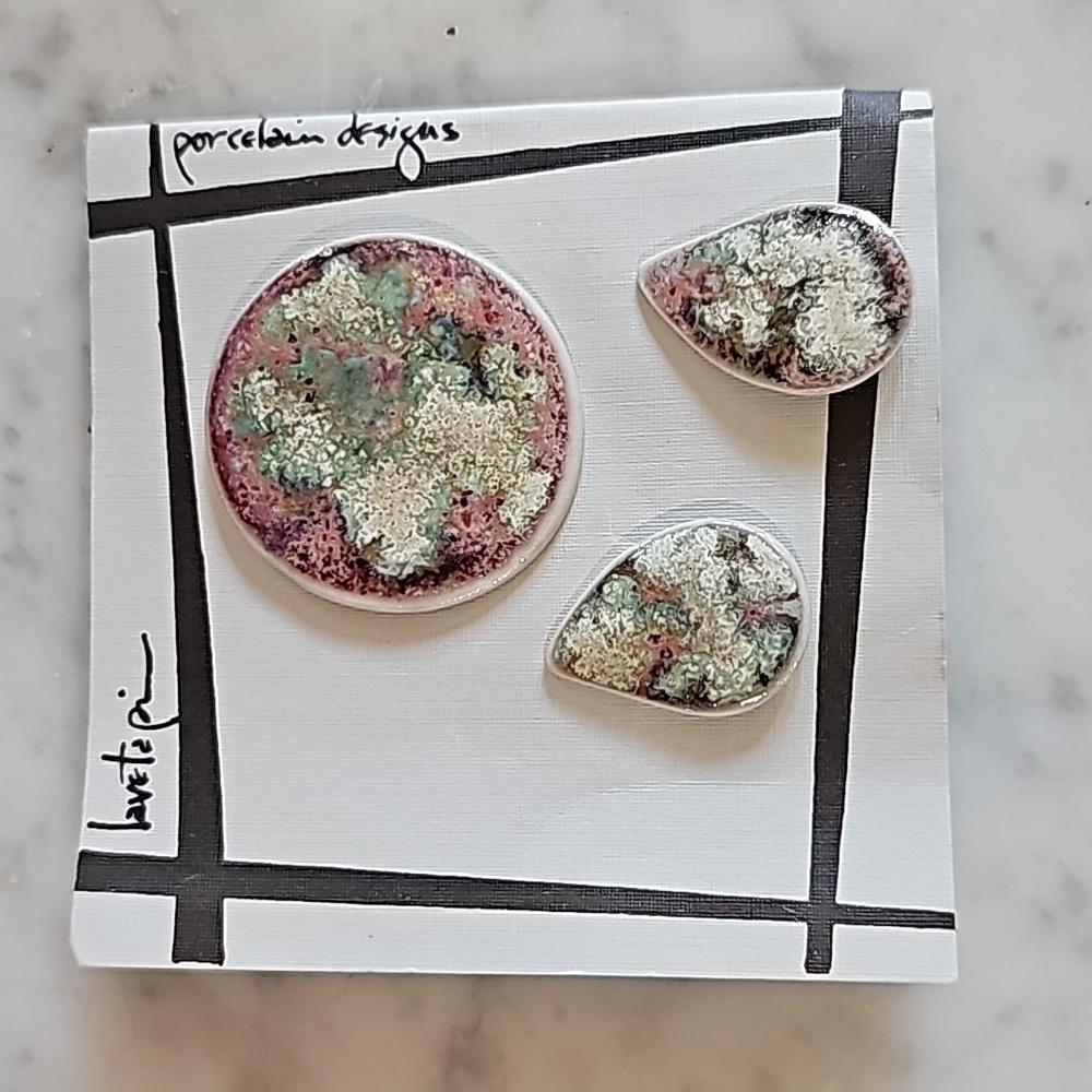 Ceramic Earrings and Broch set